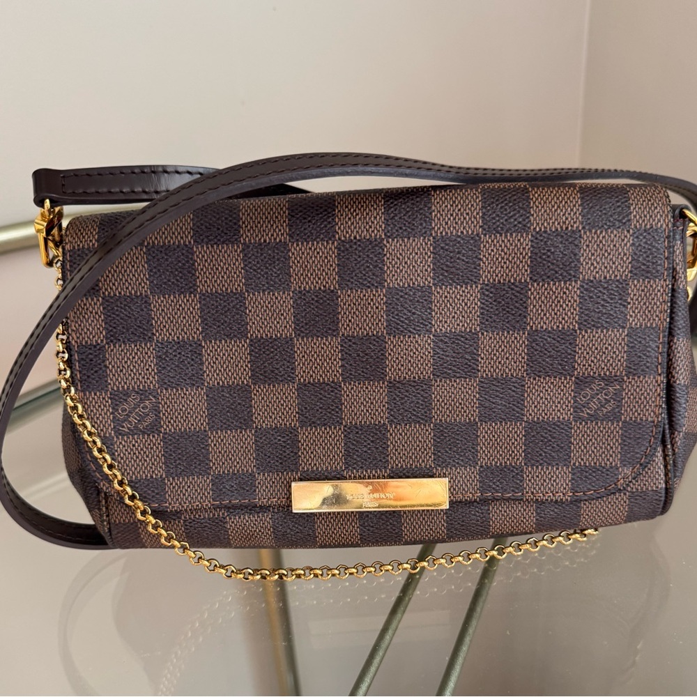 Louis Vuitton Brown Damier Ebene Crossbody with Gold Hardware